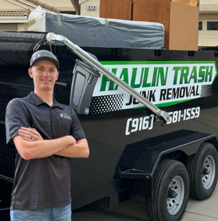 haulin trash junk removal owner on a job in lincoln